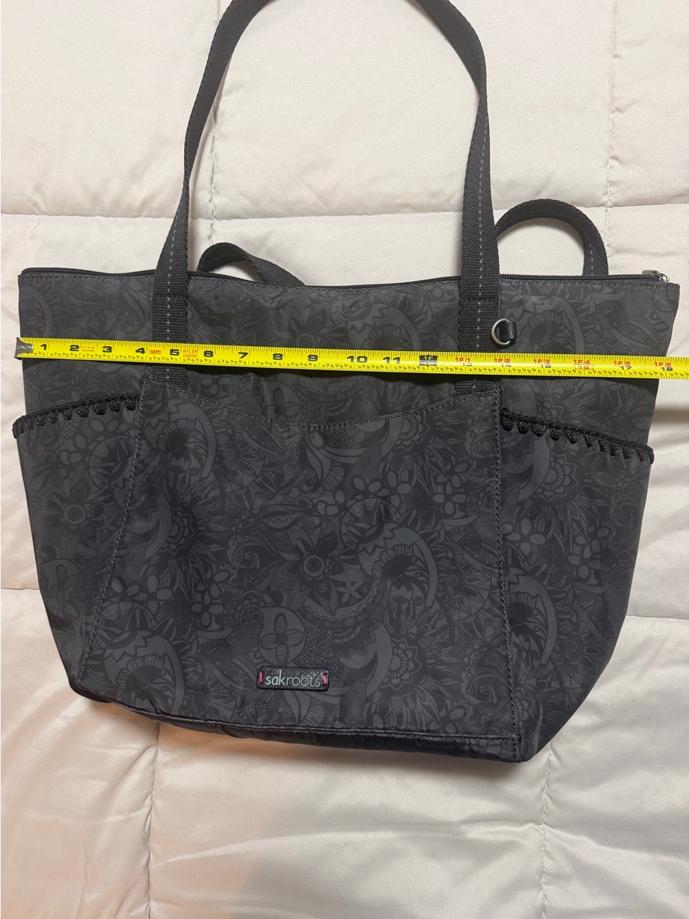 Sakroots Tacoma Tote in the "Black Spirit Desert" print. - Picture 9 of 10